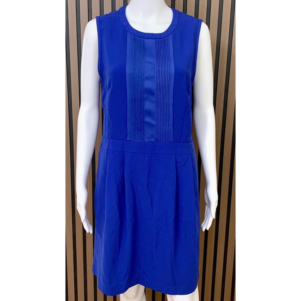 Madewell Women's Cobalt Blue Pleated Bib‎ Sleeveless Shift Dress Size 10